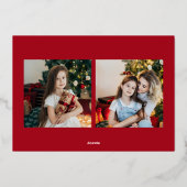 Waterverf Krans Foto Moderne Kerst Folie Feestdagenkaart (Achterkant)