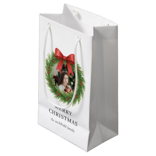 Waterverf Krans Foto Moderne Kerst Klein Cadeauzakje (Voorkant Gekanteld)