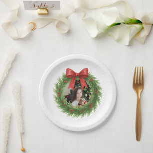 Waterverf Krans Foto Moderne Kerst Papieren Bordje
