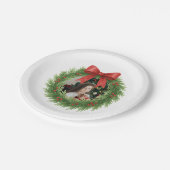 Waterverf Krans Foto Moderne Kerst Papieren Bordje (Gekanteld)