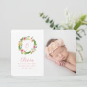 Waterverf krans geboorteaankondiging bedankkaart (Staand voorkant)