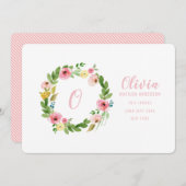 Waterverf krans geboorteaankondiging bedankkaart (Voorkant / Achterkant)