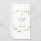 Waterverf krans Gouden kruis Doop Bladwijzer Bedankkaart (Achterkant)