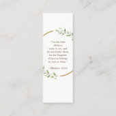 Waterverf krans Gouden kruis Doop Bladwijzer Mini Visitekaartje (Achterkant)