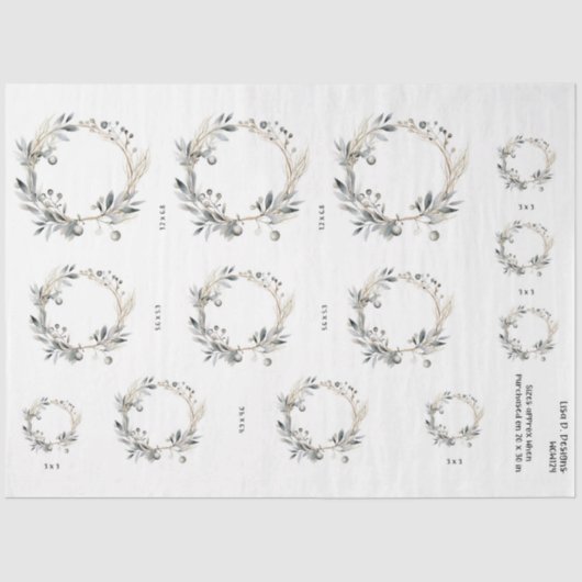 Waterverf Krans Greenery Foliage en bessen Tissuepapier (Voorkant)