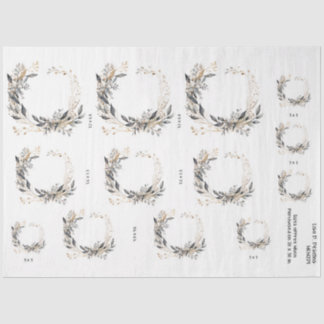 Waterverf krans groen en gebladerte tissuepapier