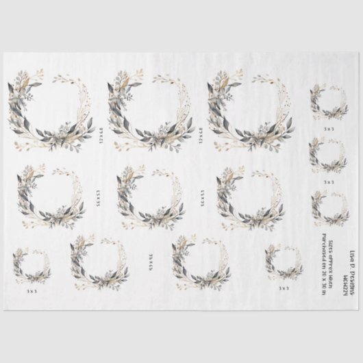 Waterverf krans groen en gebladerte tissuepapier (Voorkant)