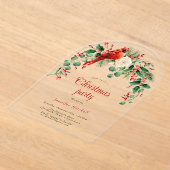 Waterverf Krans Holly Red Green Kerstfeest Acryl Uitnodigingen (Laagn)