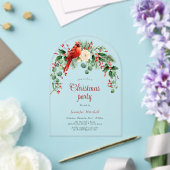 Waterverf Krans Holly Red Green Kerstfeest Acryl Uitnodigingen (Insitu (Huwelijk))