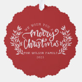 Waterverf Krans hulstbessen en groene bladeren Ornament Kaart (Achterkant)