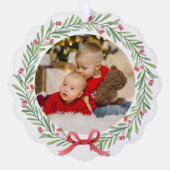 Waterverf Krans hulstbessen en groene bladeren Ornament Kaart (Voorkant)