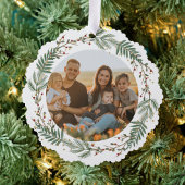 Waterverf Krans hulstbessen en groene bladeren Ornament Kaart