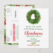 Waterverf Krans Kerstdiner | Feestdag Aankondigingskaart (Voorkant / Achterkant)