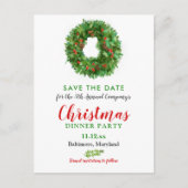 Waterverf Krans Kerstdiner | Feestdag Aankondigingskaart (Voorkant)