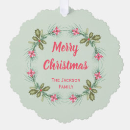 Waterverf krans Merry Christmas papieren ornament  Kaart