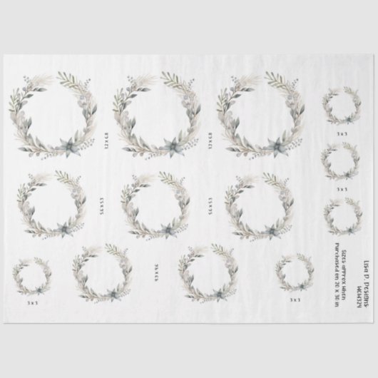 Waterverf Krans met Bloem Tissuepapier (Voorkant)