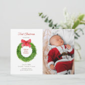 Waterverf krans met boog Baby foto geboorte Aankondiging (Staand voorkant)