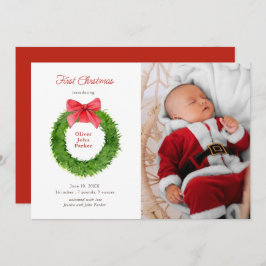 Waterverf krans met boog Baby foto geboorte Aankondiging