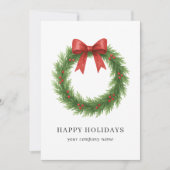 Waterverf Krans Modern Business Christmas Feestdagenkaart (Voorkant)