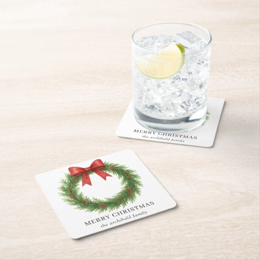 Waterverf Krans Moderne Kerst Kartonnen Onderzetters (Insitu)