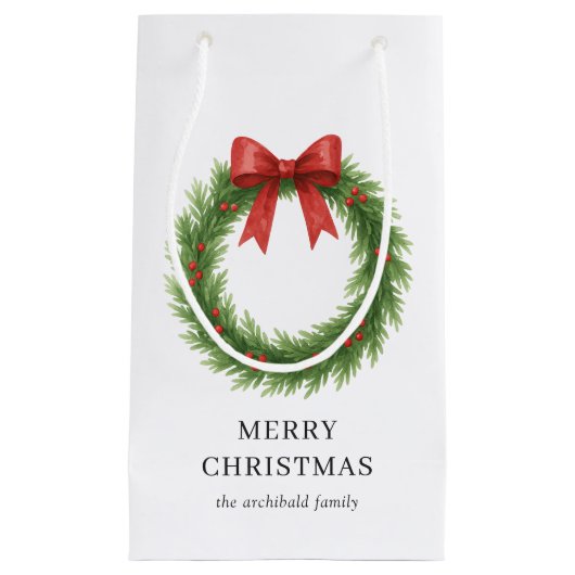 Waterverf Krans Moderne Kerst Klein Cadeauzakje (Voorkant)