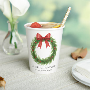 Waterverf Krans Moderne Kerst Papieren Bekers