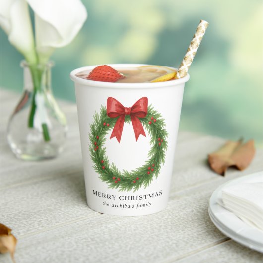 Waterverf Krans Moderne Kerst Papieren Bekers (Insitu)