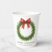 Waterverf Krans Moderne Kerst Papieren Bekers (Achterkant)