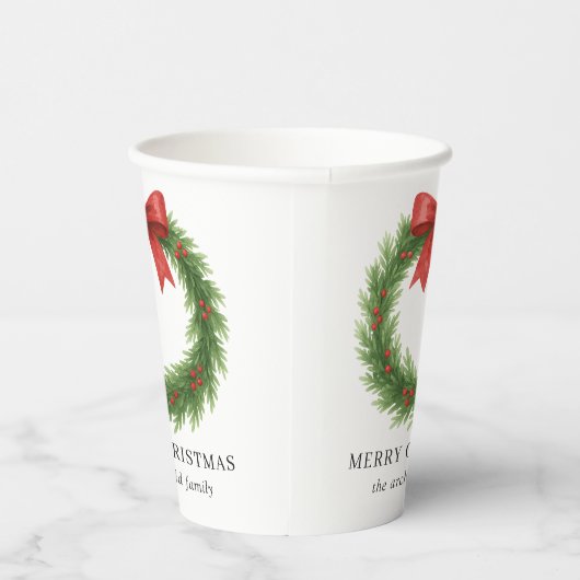 Waterverf Krans Moderne Kerst Papieren Bekers (Rechts)