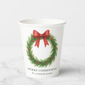 Waterverf Krans Moderne Kerst Papieren Bekers (Voorkant)