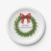 Waterverf Krans Moderne Kerst Papieren Bordje (Voorkant)