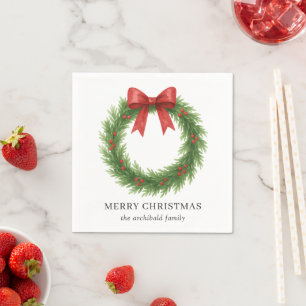 Waterverf Krans Moderne Kerst Servet