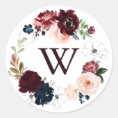 Waterverf krans monogram bruiloft envelop afdichti ronde sticker (Voorkant)