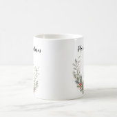 Waterverf Krans Monogram en Kerstscript Koffiemok (Center)