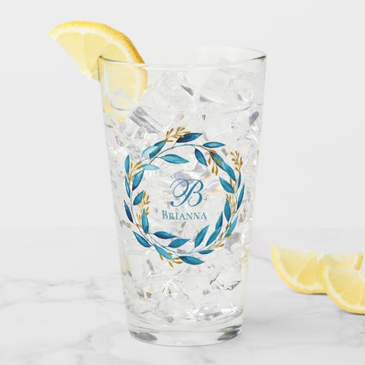 Waterverf krans - Monogram Glas (Voorkant ijs)