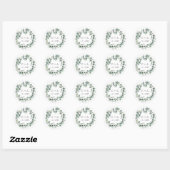 Waterverf krans Monogram Ronde bruiloft Sticker (Vel)
