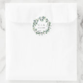 Waterverf krans Monogram Ronde bruiloft Sticker (Tas)