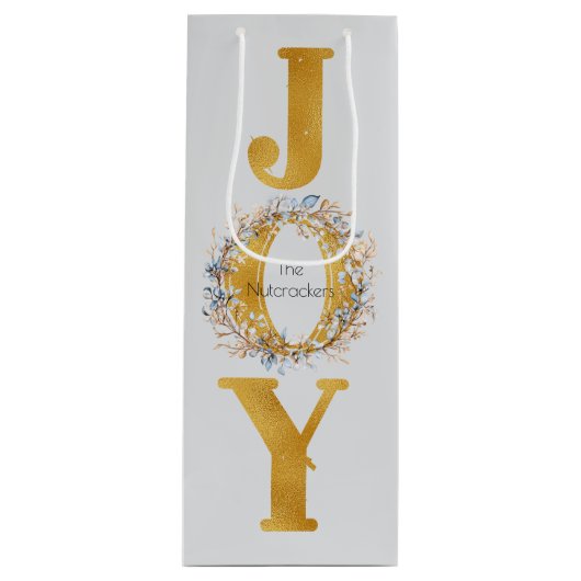 Waterverf Krans Notenkraker Kerst Wijn Cadeautas (Voorkant)