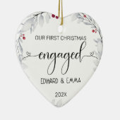 Waterverf krans onze eerste kerst verloofd keramisch ornament (Rechts)