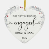 Waterverf krans onze eerste kerst verloofd keramisch ornament (Voorkant)