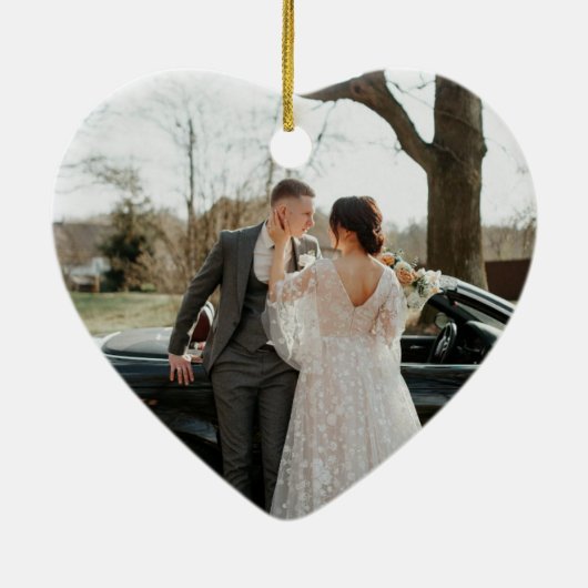 Waterverf krans onze eerste kerst verloofd keramisch ornament (Achterkant)