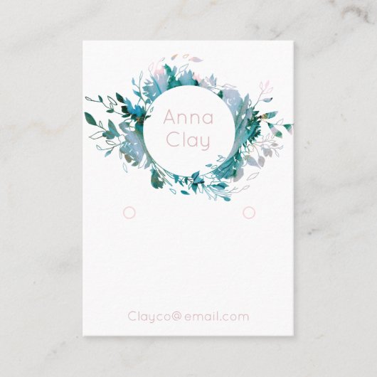 Waterverf Krans Oorbel Display Visitekaartje (Voorkant)