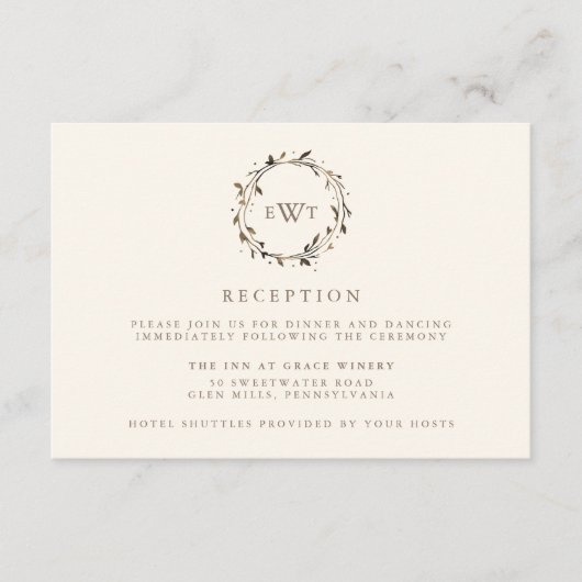 Waterverf Krans Receptie Kaart | takje (Voorkant)