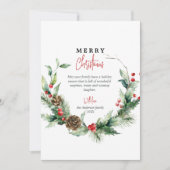 Waterverf krans rode bessen vrolijk kerstfeest feestdagenkaart (Voorkant)