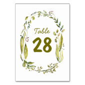 Waterverf krans rustieke bruiloft tafel nummers kaart (Achterkant)