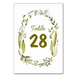 Waterverf krans rustieke bruiloft tafel nummers kaart