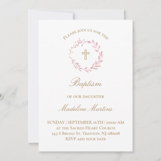 waterverf krans | Uitnodiging voor de doop (Voorkant)