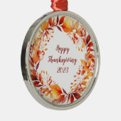 Waterverf krans van kleurrijke herfstbladeren metalen ornament (Rechts)