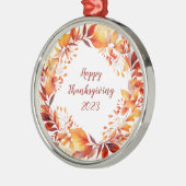 Waterverf krans van kleurrijke herfstbladeren metalen ornament (Links)