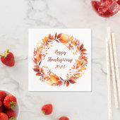 Waterverf krans van kleurrijke herfstbladeren servet (Insitu)